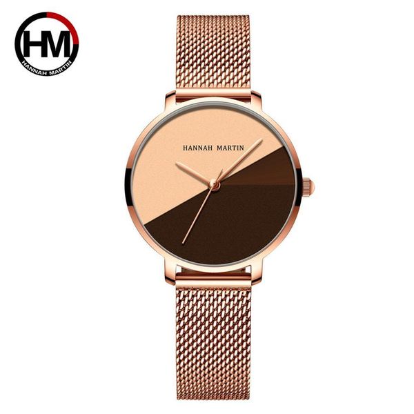 

dropshipping a++++ quality japan quartz movement stainless steel mesh band wrist watch vintage women waterproof ladies watches 201120, Slivery;brown