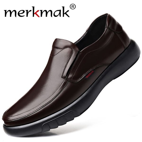 

merkmak genuine leather casual shoes brand men loafers moccasins comfort breathable slip on soft driving shoes plus size 38-47 c1120, Black