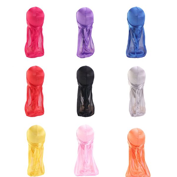 

kids children satin solid color hip hop bonnet hats turban caps headwear headband fashion hair accessories, Yellow