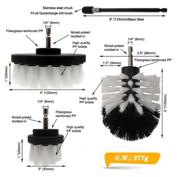 

4pcs/set power scrubber drill brush kit electric cleaning brush with extension for car,grout, tiles,bathroom, kitchen & q bbykdn