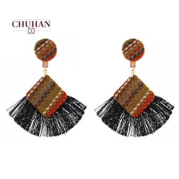 

stud chuhan korean creative tassel earrings women retro ethnic diamond personalized trendy jewelry gifts c368, Golden;silver