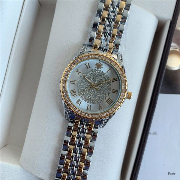 

2020 горячий стиль мужские часы мода спортивный бизнес все-матча жизнь водонепроницаемый часы 36 мм алмаз большой циферблат розовый золотой, Slivery;brown