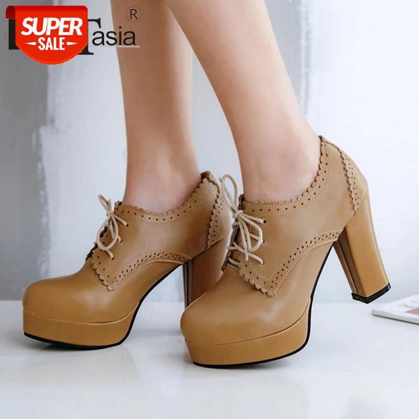 

doratasia elegant lady platform solid spring pumps 2020 casual party pumps women shoelace brogue high heels shoes woman #gq2c