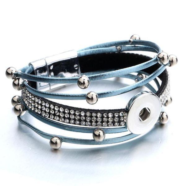 

new snap button jewelry leather 18mm snap button bracelet punk multilayer leather bracelet armband snaps bbyvan, Golden;silver