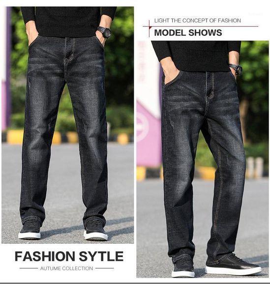 

2020 jeans men loose fit male blue denim pants casual denim trousers wide leg jeans boot cut large size 42 441