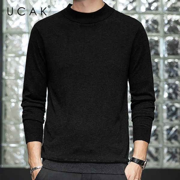 

ucak brand men's solid color o-neck knitting sweater clothing autumn new streetwear casual long sleeve pullover homme u10071, White;black