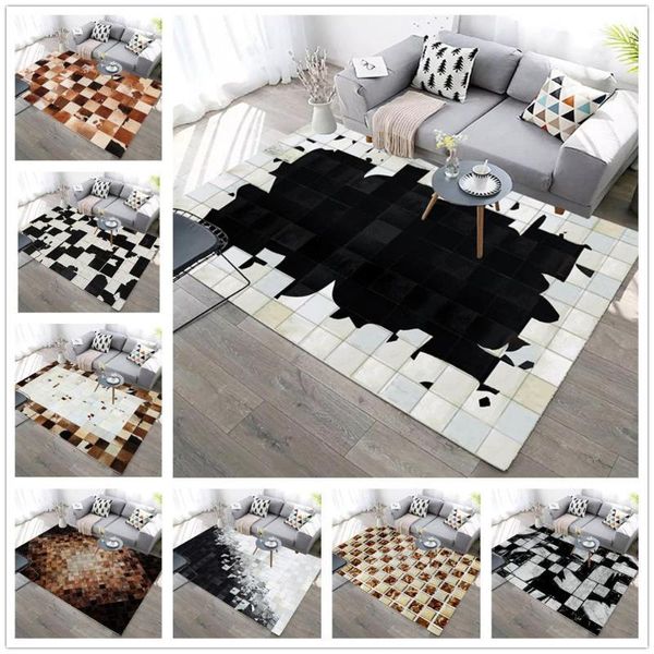 

black/white imitation cowhide 3d printed carpets modern nordic home decor floor rug child bedroom play area rugs kids room mats1