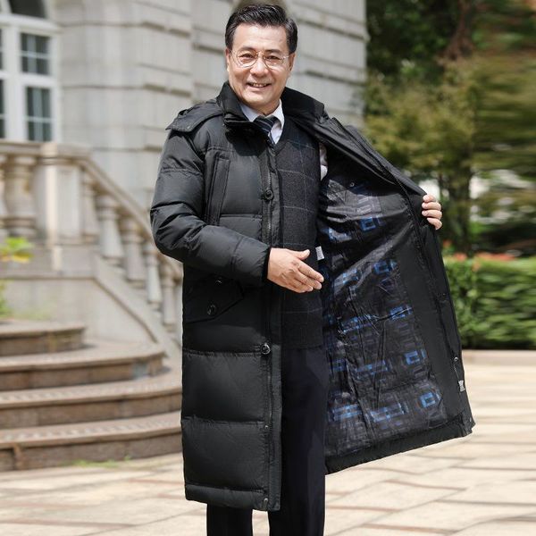 

a winter wear large down jacket for middle-aged and elderly men, Black