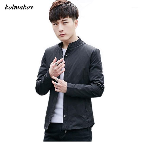 

new arrival spring style men fashion casual jacket coat solid mandarin collar men's slim zippers jacket dress m-4xl1, Black;brown