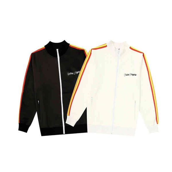 

palm 2022 street fashion angels side color stripe men's and women's loose coat campus sports casual jacket, Black;brown