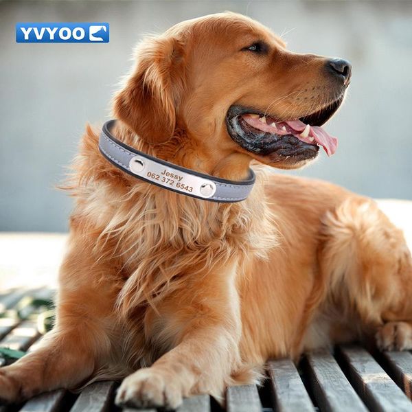 

yvyoo pet dog engraved personalized pet cat dog leather collar accessories pet dog collars id tag for small medium dogs q bbysrr