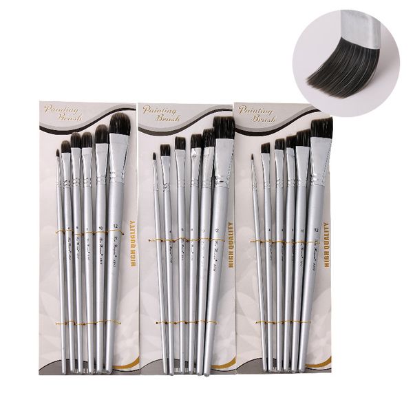 

Watercolor Gouache Painting Pen High quality Nylon Hair 6 pcs Wooden Handle Paint Brush Set Drawing Art Supplies