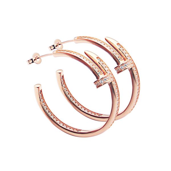 

wholesale jewelry nail full drill earrings women's gold version c nail with drill earrings, Golden;silver