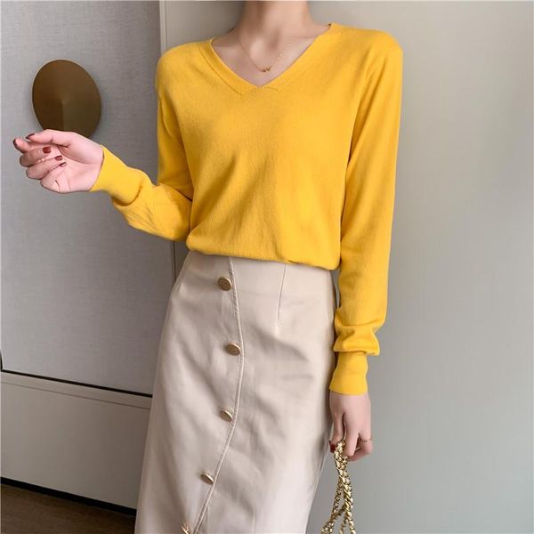 

women's sweaters spring autumnv-neck women elegant loose pullover female casual basis office high quality, White;black