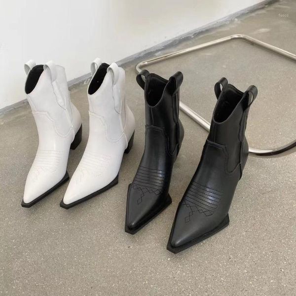 

boots women 2021 women's rubber shoes rain winter footwear low heels booties round toe mid calf autumn rock pointy1, Black