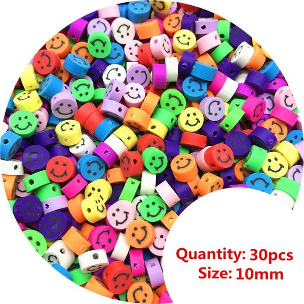 

30pcs 10mm fruit/smiley/animal printing beads polymer clay beads mixed color polymer clay spacer beads for jewelry making diy wmtxzi