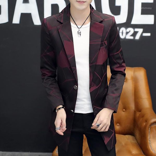 

color block long blazer men single breasted slim fit suits jackets mens casual trench coat spring autumn blazer homme m-3xl1, White;black