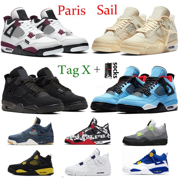 

new cream sail 4 men basketball shoes 4s jumpman neon off cactus jack white cement black cat paris mens women trainer outdoor sneakers