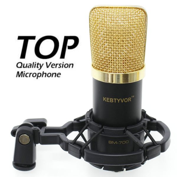 

professional bm-700 computer microphone 3.5mm wired condenser sound microphone with shock mount for recording braodcasting