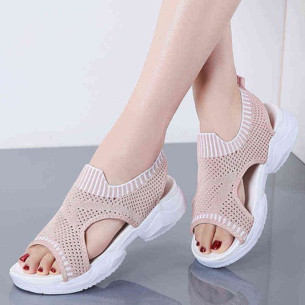 

women's flat sandals, breathable summer shoes, no laces, Black