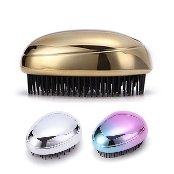 

1pc hair brush egg shape hairbrush anti static styling tools hair brushes detangling comb salon care comb for travel, Silver
