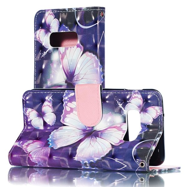 

3d purple butterflies pattern horizontal flip pu leather case for galaxy s10e with holder card slots wallet p frame