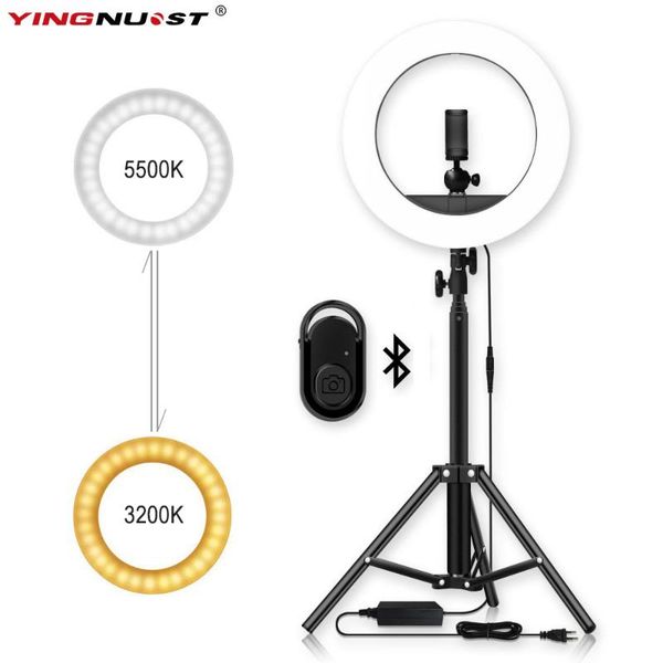 

flash heads po studio camera phone video 14inch 55w 240pcs led ring light 5500k pography dimmable lamp with 200cm tripod