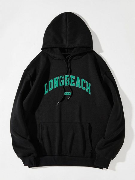 

letter graphic drawstring hoodie h7du#, White;black