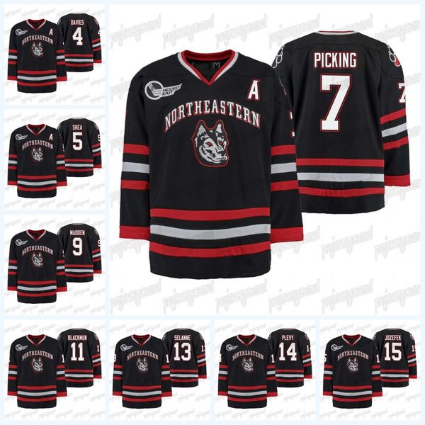 

northeastern huskies black ice hockey tournament replica away jersey julian kislin brandon hawkins john picking ryan shea jeremy davies, Black;red