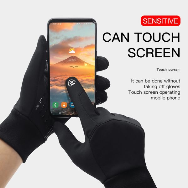 

winter outdoor sports running glove warm touch screen gym fitness full finger gloves for men women knitted magic gloves, Black