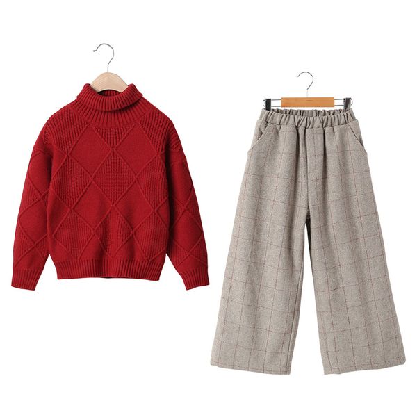 

style clothing sets kids clothing autumn and winter children's sweater sets fashionable western style children's wear two-piece se, White