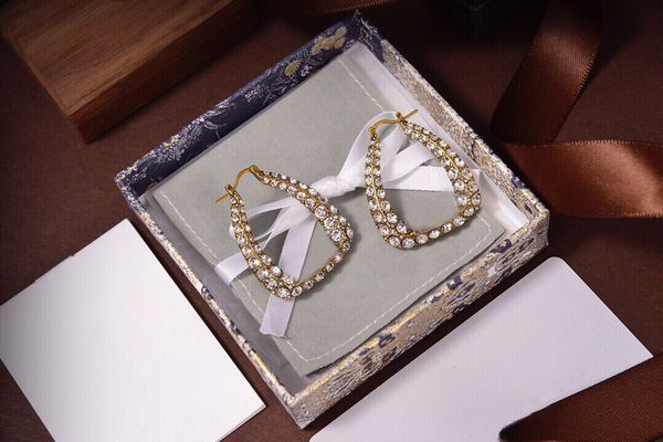 

2021 needle set diamond drop fashion earrings female korean personality earrings european and american exaggerated earrings for gift, Golden