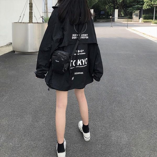

autumn 2020 korean loose print and patchwork fashion college jacket work clothes long sleeve jacket women, Black;brown