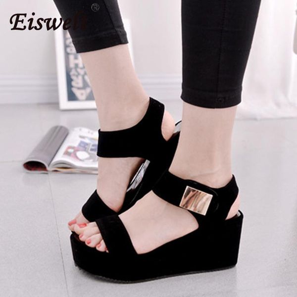 

dropshipping woman sandals 2021 summer women concise platform open toe casual shoes women fashion thick bottom wedges sandals, Black