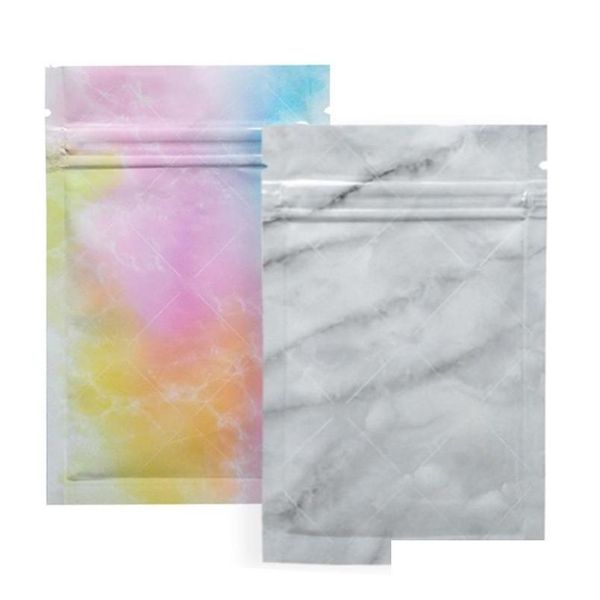 

glossy marbling pattern aluminum foil zipper package bag reclosable flat self seal pouches cosmatic jlleow soif
