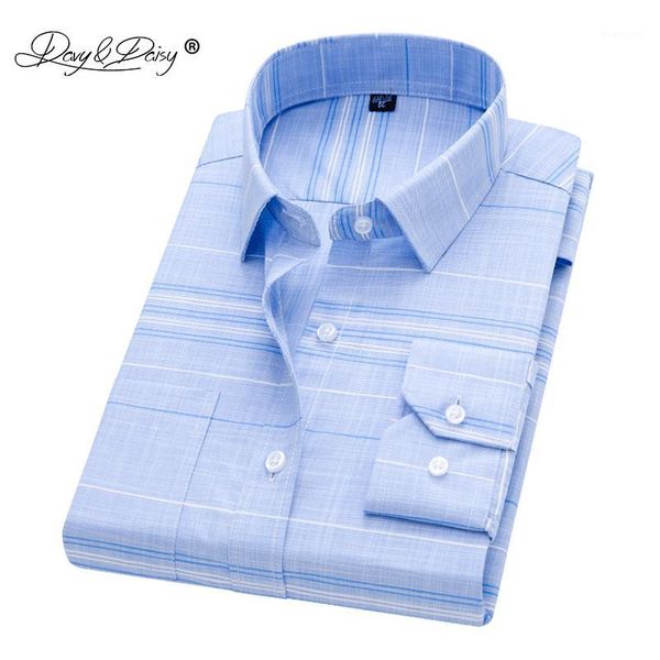 

davydaisy 2020 new arrival men shirt long sleeved male plaid printl business dress shirts brand clothing work shirt man ds2621, White;black