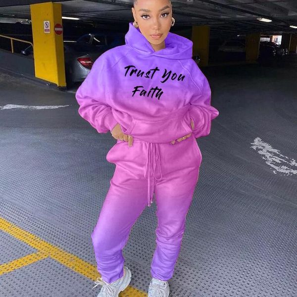 

fall winter hoodie 2 piece womens outfits long sleeve and sweatpants lounge wear matching sets for women clothes, Gray