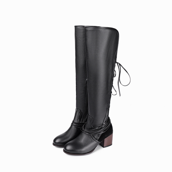 

boots 2021 leather waterproof over the knee women 4 colors green yellow fashion style long with high heels bota, Black