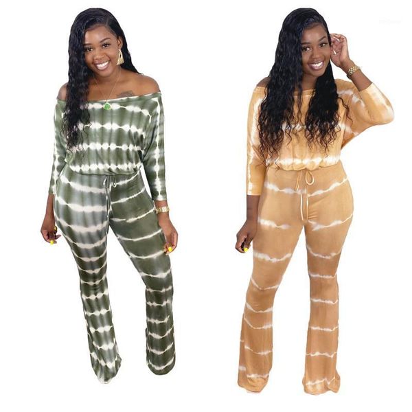 

2020 autumn long sleeve striped printed one piece jumpsuit women high waist active wear rompers plus size night club overalls1, Black;white