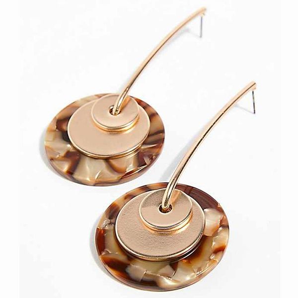 

dangle & chandelier fashion geometric round long drop earrings for women statement metal acrylic pendant vintage party jewelry wholesale, Silver