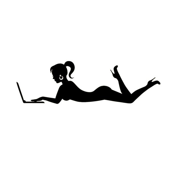 

15.5*4.7cm hard working girl lapfashion design black/silver vinyl decals good quality covering the body c20-0309