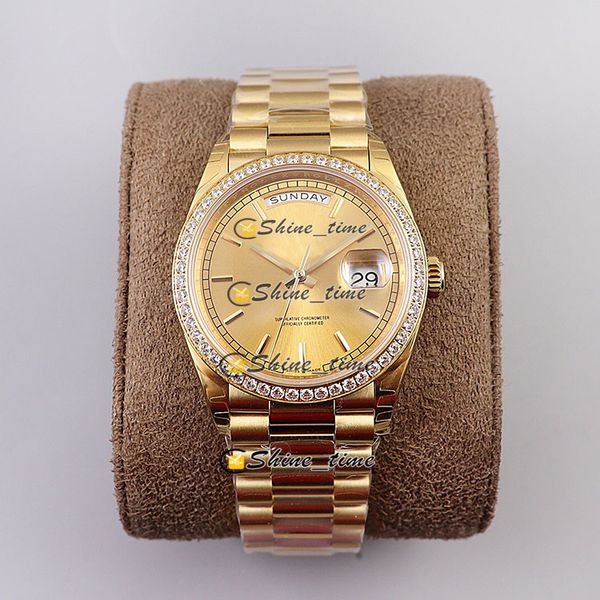 

ew version new 36mm 128345 yellow dial diamond inlay golden case cal.3255 automatic 128235 mens watch steel bracelet luxry watches, Slivery;brown
