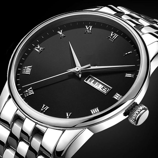 

men's baojiada mechanical watch automatic watch belt swiss classic fashion steel belt men's watchx11g, Slivery;brown