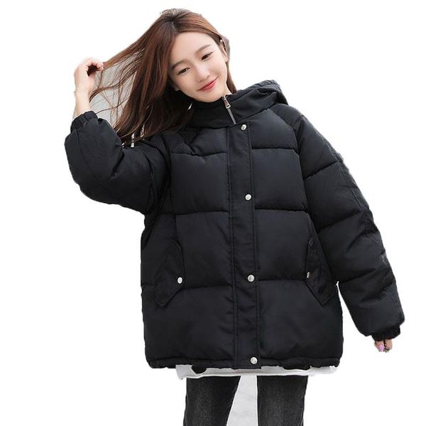 

women's coat 2020 autumn and winter new korean style hooded coat cotton thick oversized loose black