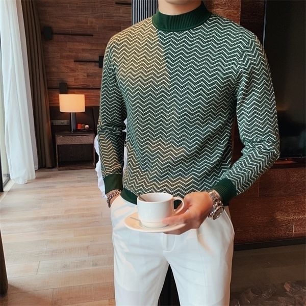 

3colors sweater men british style autumn winter fashion wave striped pullovers sweaters for men long sleeve casual pull homme 201125, White;black