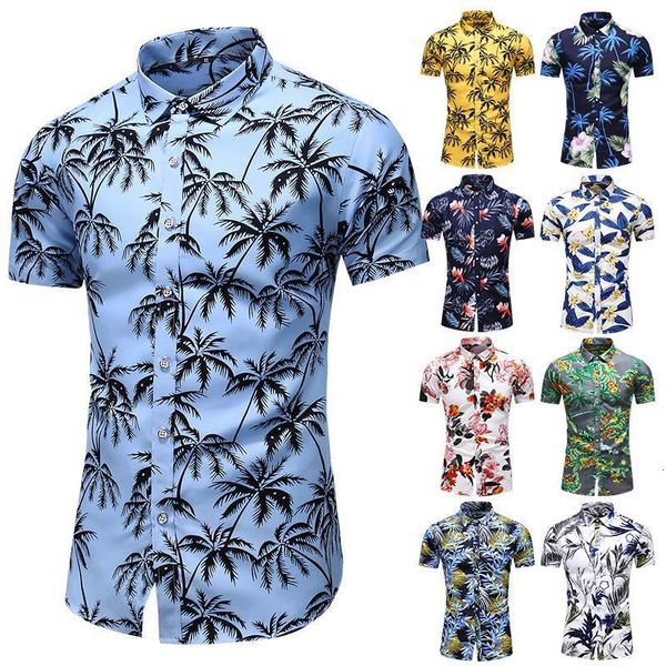 

2020 us new hawaiian shirt mens flower beach aloha party casual holiday short sleeve drop shipping, White;black