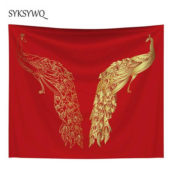

tapestries fashion tapestry wall sheet printing red peacock blanket drop custom hanging
