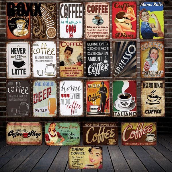 

humor coffee mom rules metal plaque wall tin signs posters vintage painting cafe custom decor