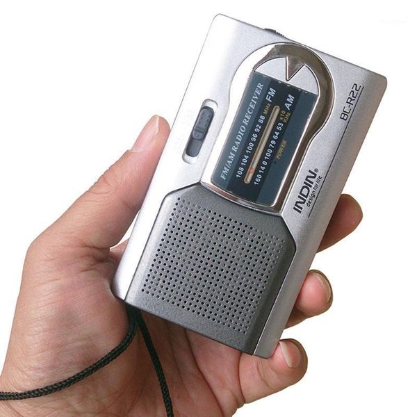 

2020 mini portable am/fm radio antenna radio pocket world receiver speaker portable outdoor silver color1