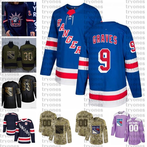 

2021 reverse retro customize 9 adam graves new york rangers hockey jersey golden edition camo veterans day fights cancer stitched jersey, Black;red